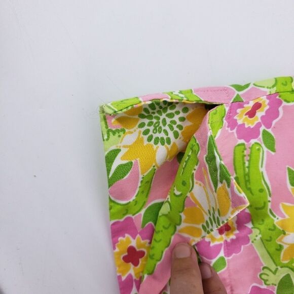 Lilly Pulitzer Capris Pants Croc Monsieur Pink Green Alligators - Picture 7 of 8